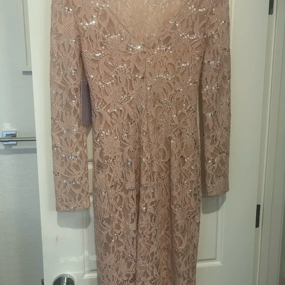 Elegant Lace Sequin Dress in Blush Pink ๐ - Picture 2 of 14